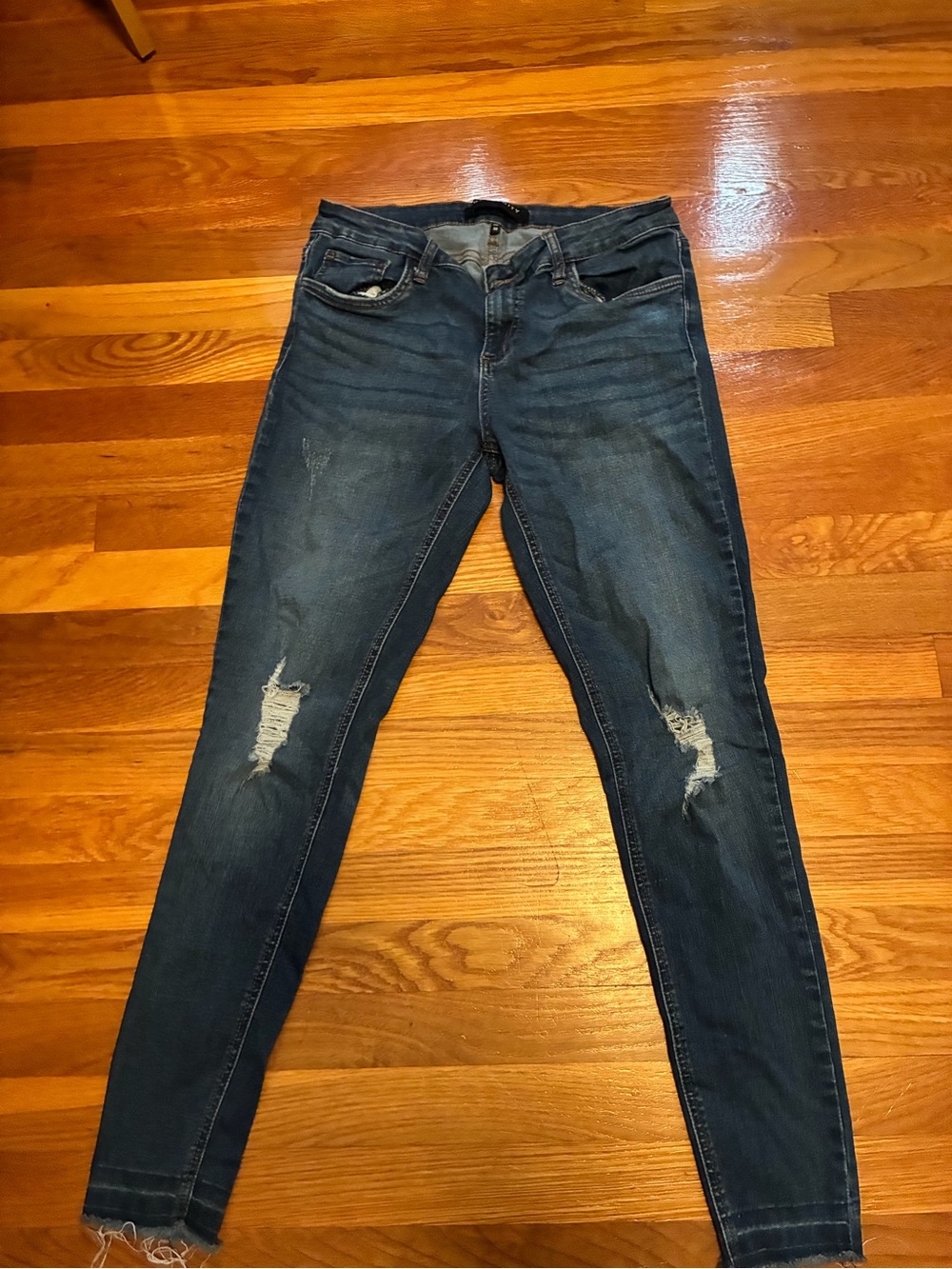 Women’s Skinny Distressed Jeans - Dark Indigo
